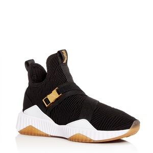 Puma Black and Gold Varsity High-Top Sneakers
